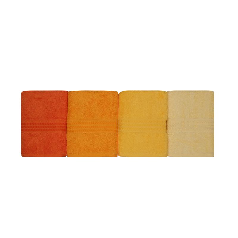 Casa si Gradina - Textile si covoare - Textile baie - Prosoape - Set prosoape de mana, L'essentiel Maison, galben deschis/galben/portocaliu pal/portocaliu, 50x90 cm, 100% bumbac, 4 bucati - Infinity.ro