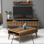 Casa si Gradina - Mobilier - Seturi de mobilier - Seturi living - Set mobilier living, Hanah Home, PAL melaminat, nuc, 150x50x30 cm - Infinity.ro
