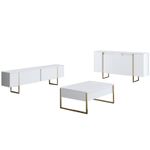 Casa si Gradina - Mobilier - Seturi de mobilier - Seturi living - Set living, Hanah Home, pal melaminat, alb auriu, picioare metalice - Infinity.ro
