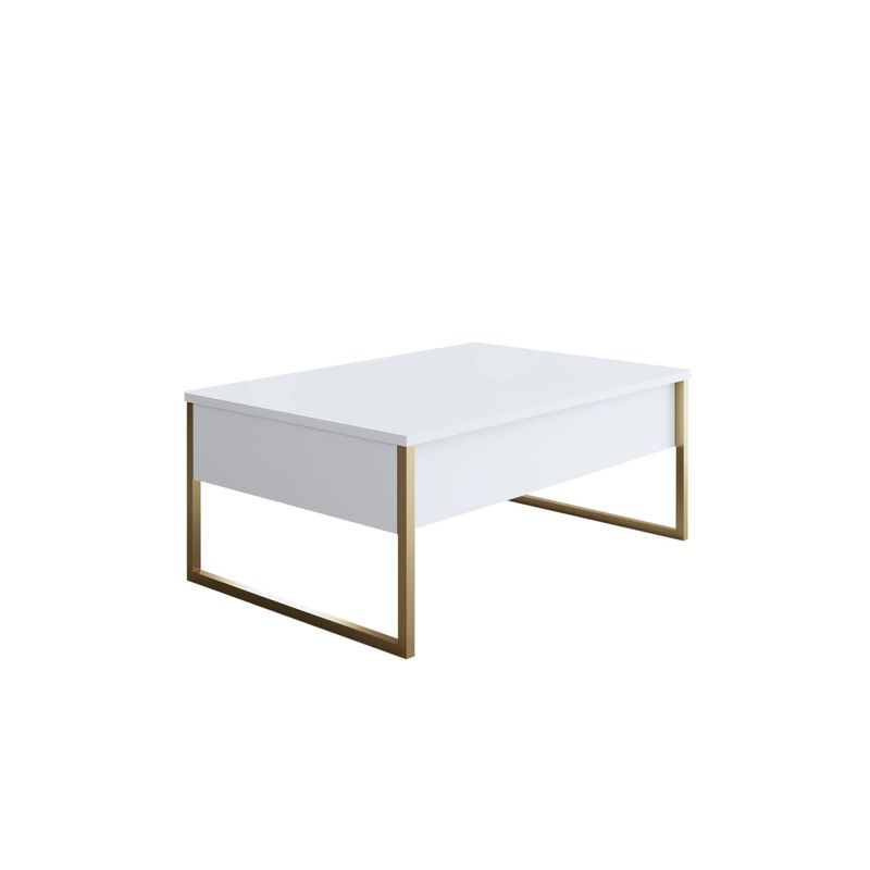 Casa si Gradina - Mobilier - Seturi de mobilier - Seturi living - Set living, Hanah Home, pal melaminat, alb auriu, picioare metalice - Infinity.ro