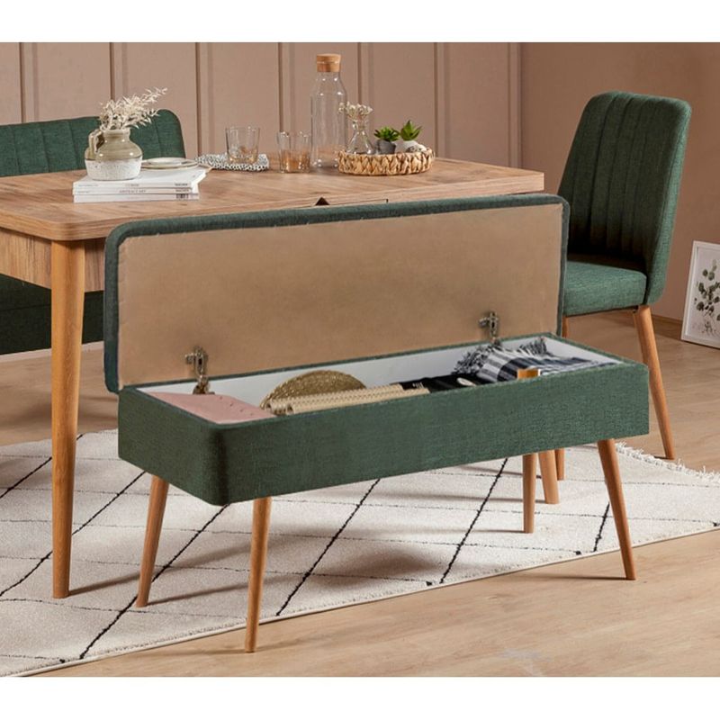 Casa si Gradina - Mobilier - Seturi de mobilier - Seturi mese si scaune - Set masa extensibila si scaune, Hanah Home, lemn pin atlantic, verde, 5 piese - Infinity.ro