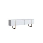Casa si Gradina - Mobilier - Seturi de mobilier - Seturi living - Set living, Hanah Home, pal melaminat, alb auriu, picioare metalice - Infinity.ro