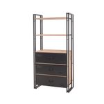 Casa si Gradina - Mobilier - Mese si birouri - Birouri - Set mobilier birou, Hanah Home, pal melaminat, pin atlantic si negru, birou 139x60x75 cm, raft 90x35x180 cm - Infinity.ro