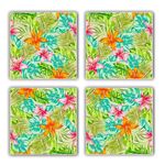 Casa si Gradina - Bucatarie si vesela - Accesorii bar - Suporturi bauturi - Suport pentru pahare, Hermia, piatra naturala, multicolor, 10x10x1 cm, set 4 bucati - Infinity.ro