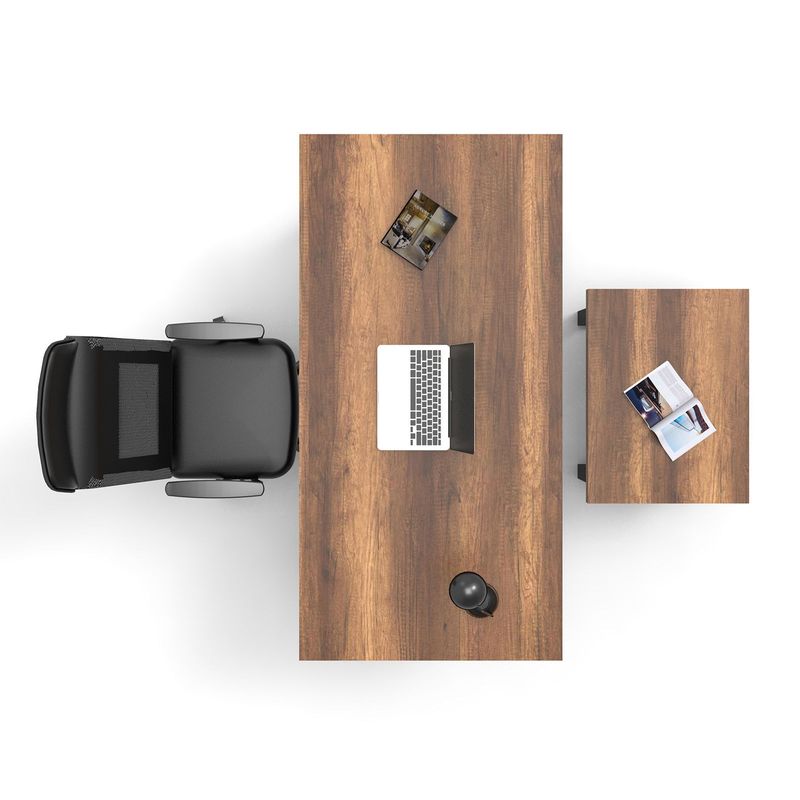 Casa si Gradina - Mobilier - Mese si birouri - Birouri - Set mobilier birou, Hanah Home, pal melaminat, nuc si antracit, birou 180x90x73 cm, masuta 80x60x43 cm - Infinity.ro