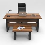 Casa si Gradina - Mobilier - Mese si birouri - Birouri - Set mobilier birou, Hanah Home, pal melaminat, nuc si antracit, birou 180x90x73 cm, masuta 80x60x43 cm - Infinity.ro