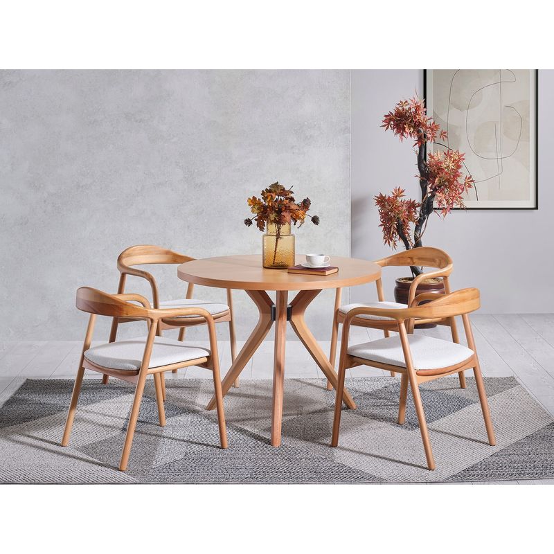 Casa si Gradina - Mobilier - Seturi de mobilier - Seturi mese si scaune - Set masa si scaune, Hanah Home, lemn fag, natur, 100x100x70 cm, 4 piese - Infinity.ro