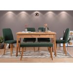 Casa si Gradina - Mobilier - Seturi de mobilier - Seturi mese si scaune - Set masa si scaune, Hanah Home, pal melaminat, pin atlantic si verde, 120x75x77 cm - Infinity.ro