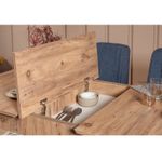 Casa si Gradina - Mobilier - Seturi de mobilier - Seturi mese si scaune - Set masa extensibila si scaune, Hanah Home, panou aglomerat melaminat, pin atlantic, albastru inchis, masa 130x80x77 cm - Infinity.ro