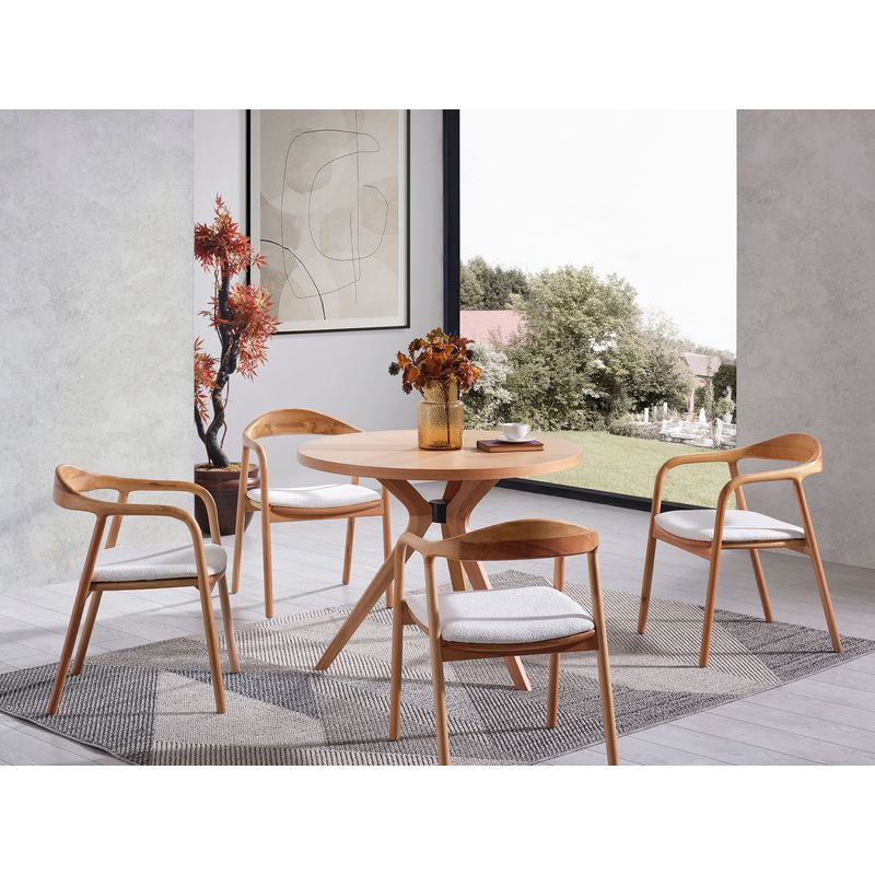 Casa si Gradina - Mobilier - Seturi de mobilier - Seturi mese si scaune - Set masa si scaune, Hanah Home, lemn fag, natur, 100x100x70 cm, 4 piese - Infinity.ro