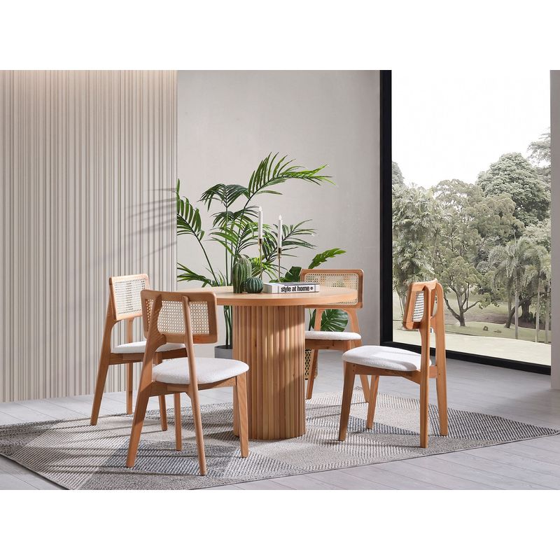 Casa si Gradina - Mobilier - Seturi de mobilier - Seturi mese si scaune - Set masa si scaune, Hanah Home, lemn de fag, natural, 100x100x77 cm - Infinity.ro