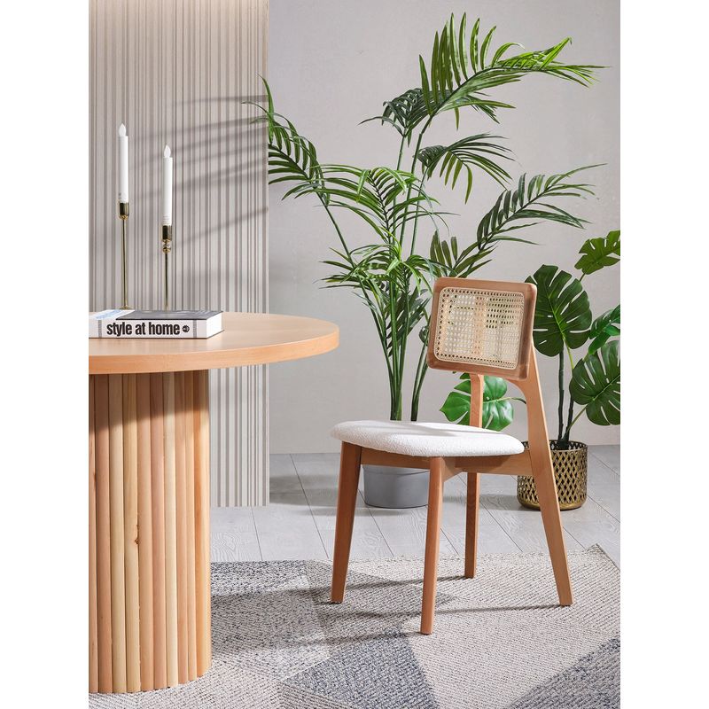 Casa si Gradina - Mobilier - Seturi de mobilier - Seturi mese si scaune - Set masa si scaune, Hanah Home, lemn de fag, natural, 100x100x77 cm - Infinity.ro