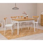 Casa si Gradina - Mobilier - Seturi de mobilier - Seturi mese si scaune - Set masa extensibila cu 4 scaune, Hanah Home, PAL melaminat, alb, masa 120x75x77 cm - Infinity.ro