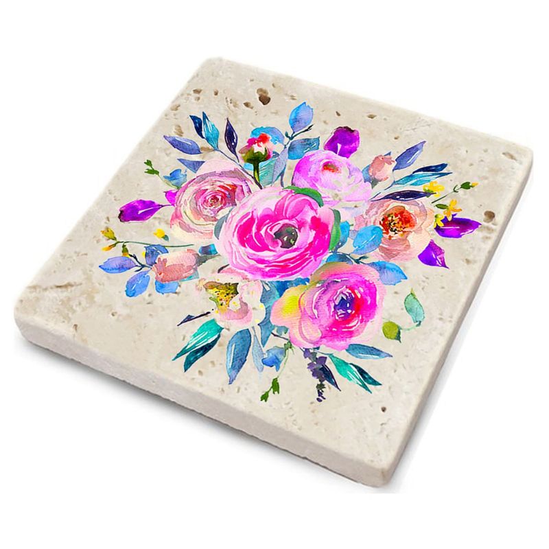 Casa si Gradina - Bucatarie si vesela - Accesorii bar - Suporturi bauturi - Set suporturi pentru pahare, Hermia, piatra naturala, multicolor, 10x10x1 cm, 4 bucati, 366TYR1137 - Infinity.ro