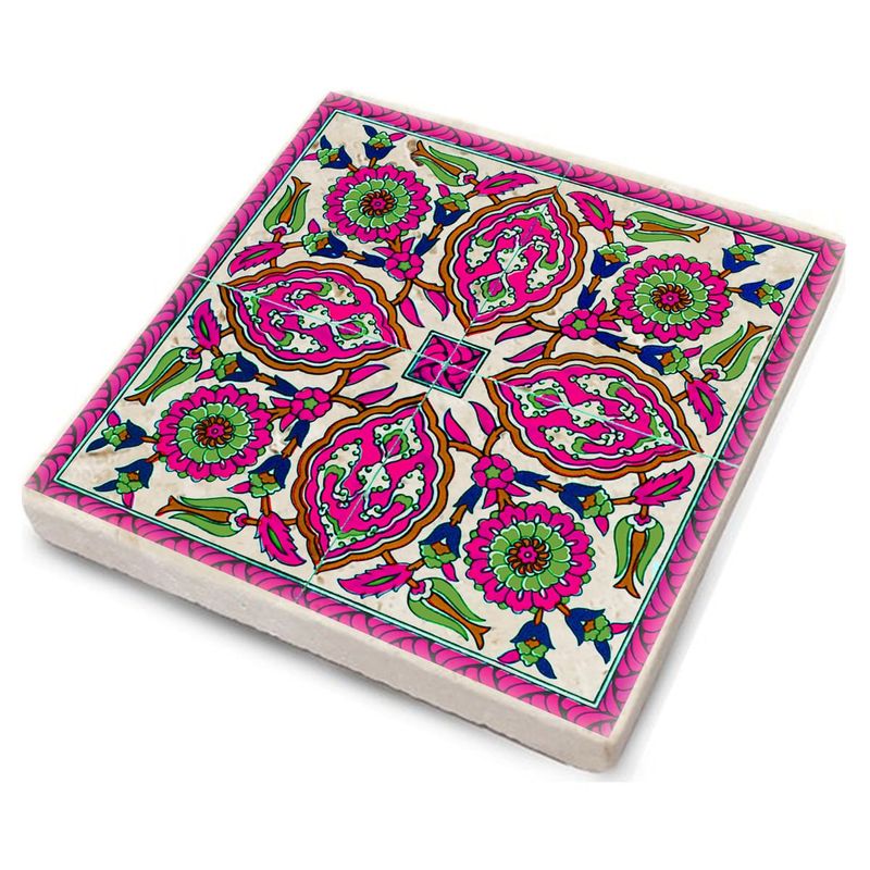 Casa si Gradina - Decoratiuni - Obiecte decorative - Accesorii decorative - Set suporturi pentru pahare, Hermia, piatra naturala, multicolor, 10x10x1 cm, 4 bucati, 366TYR1190 - Infinity.ro