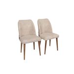 Casa si Gradina - Mobilier - Scaune si fotolii - Scaune - Set scaune, Hanah Home, catifea, crem si nuc, 50x49x90 cm, 974NMB1205 - Infinity.ro