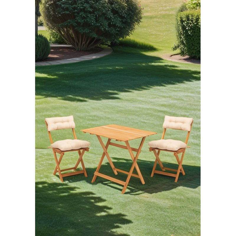 Casa si Gradina - Gradina si terasa - Mobilier exterior - Seturi mobila gradina - Set masa si scaune gradina, Hanah Home, lemn fag, natural crem, masa 80x60x72 cm, 2 scaune 40x30x81 cm, 644MYD1151 - Infinity.ro