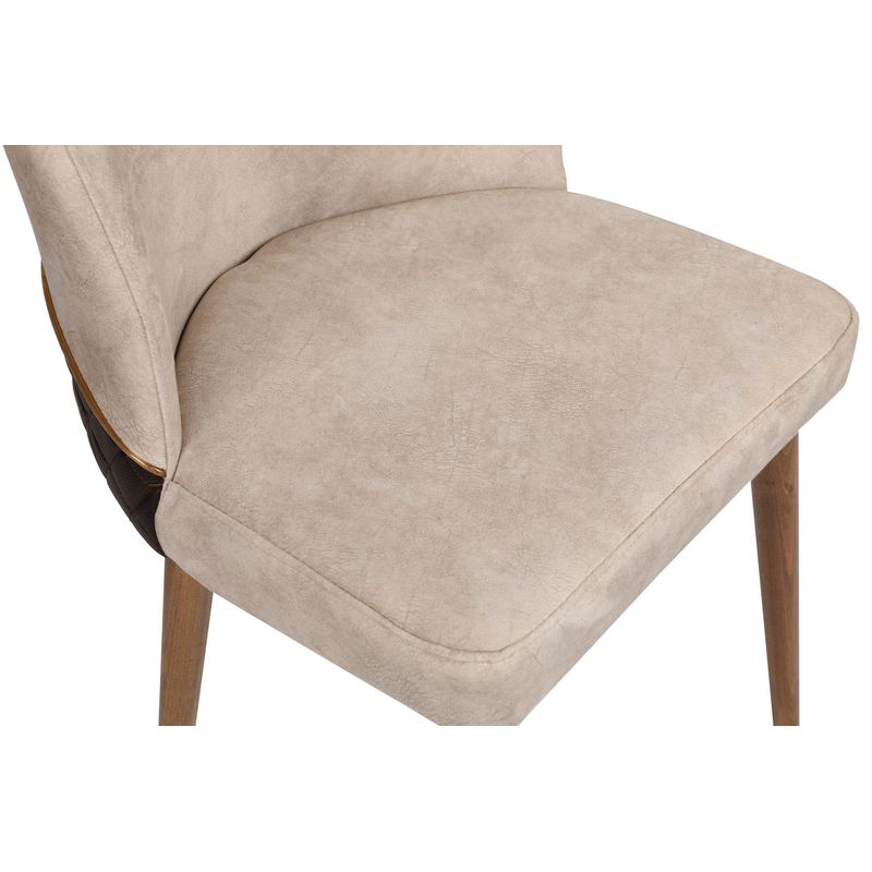 Casa si Gradina - Mobilier - Scaune si fotolii - Scaune - Set scaune, Hanah Home, catifea, crem si nuc, 50x49x90 cm, 974NMB1205 - Infinity.ro
