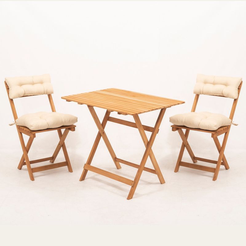 Casa si Gradina - Gradina si terasa - Mobilier exterior - Seturi mobila gradina - Set masa si scaune gradina, Hanah Home, lemn fag, natural crem, masa 80x60x72 cm, 2 scaune 40x30x81 cm, 644MYD1151 - Infinity.ro