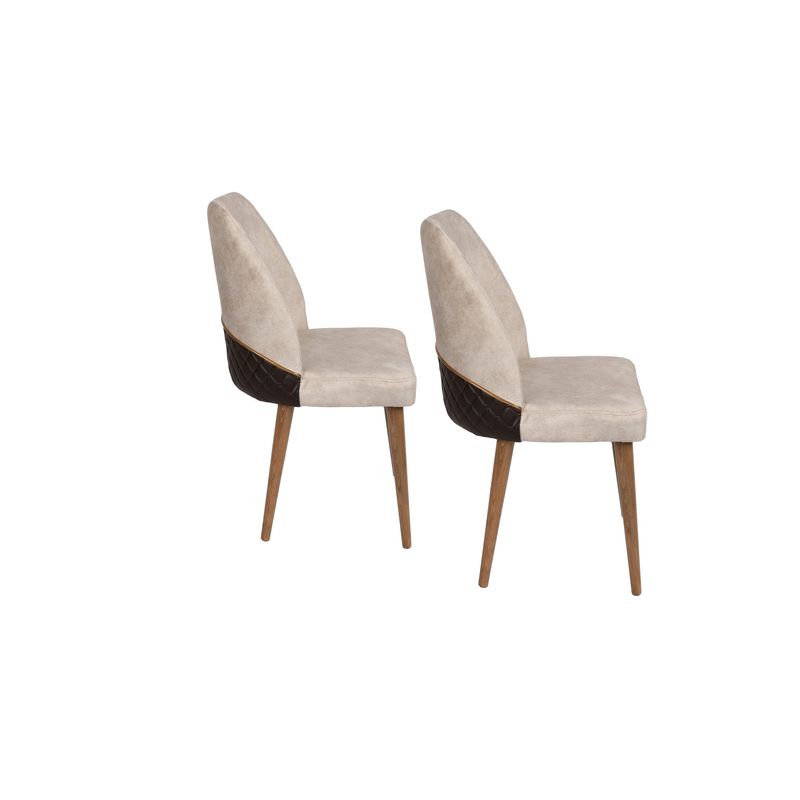 Casa si Gradina - Mobilier - Scaune si fotolii - Scaune - Set scaune, Hanah Home, catifea, crem si nuc, 50x49x90 cm, 974NMB1205 - Infinity.ro