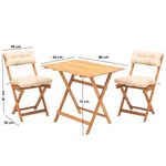 Casa si Gradina - Gradina si terasa - Mobilier exterior - Seturi mobila gradina - Set masa si scaune gradina, Hanah Home, lemn fag, natural crem, masa 80x60x72 cm, 2 scaune 40x30x81 cm, 644MYD1151 - Infinity.ro