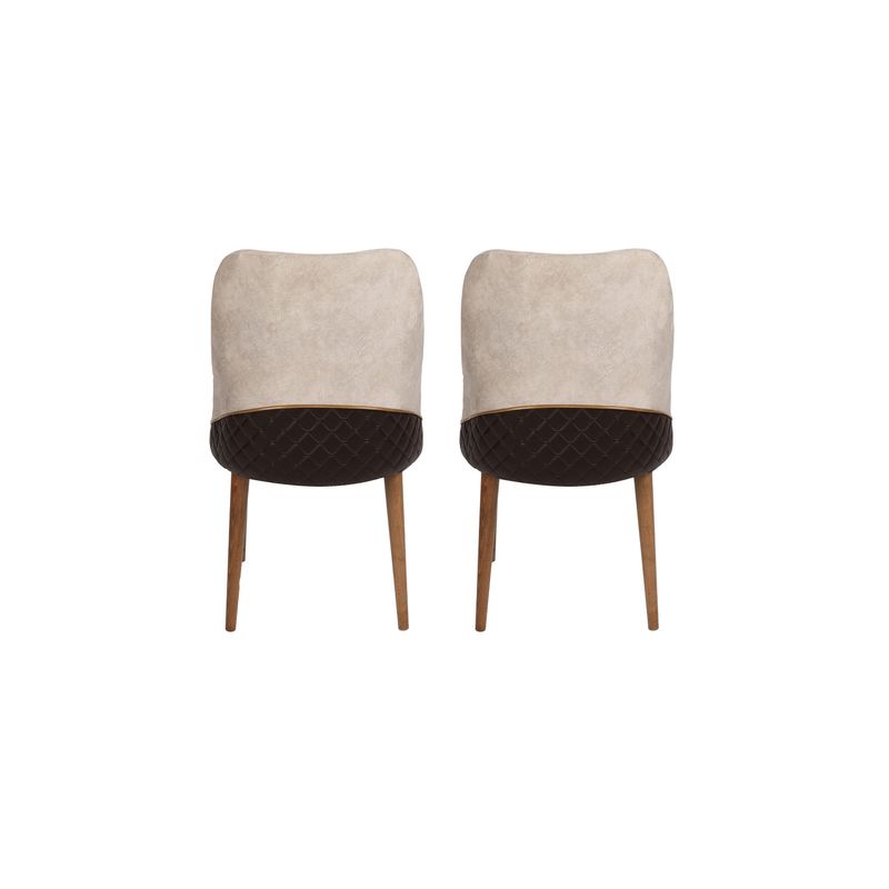 Casa si Gradina - Mobilier - Scaune si fotolii - Scaune - Set scaune, Hanah Home, catifea, crem si nuc, 50x49x90 cm, 974NMB1205 - Infinity.ro