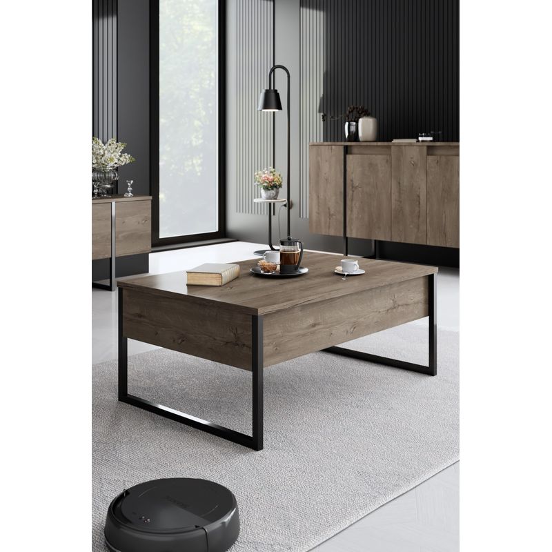 Casa si Gradina - Mobilier - Seturi de mobilier - Seturi living - Set mobilier living, Hanah Home, pal melaminat, nuc, negru - Infinity.ro