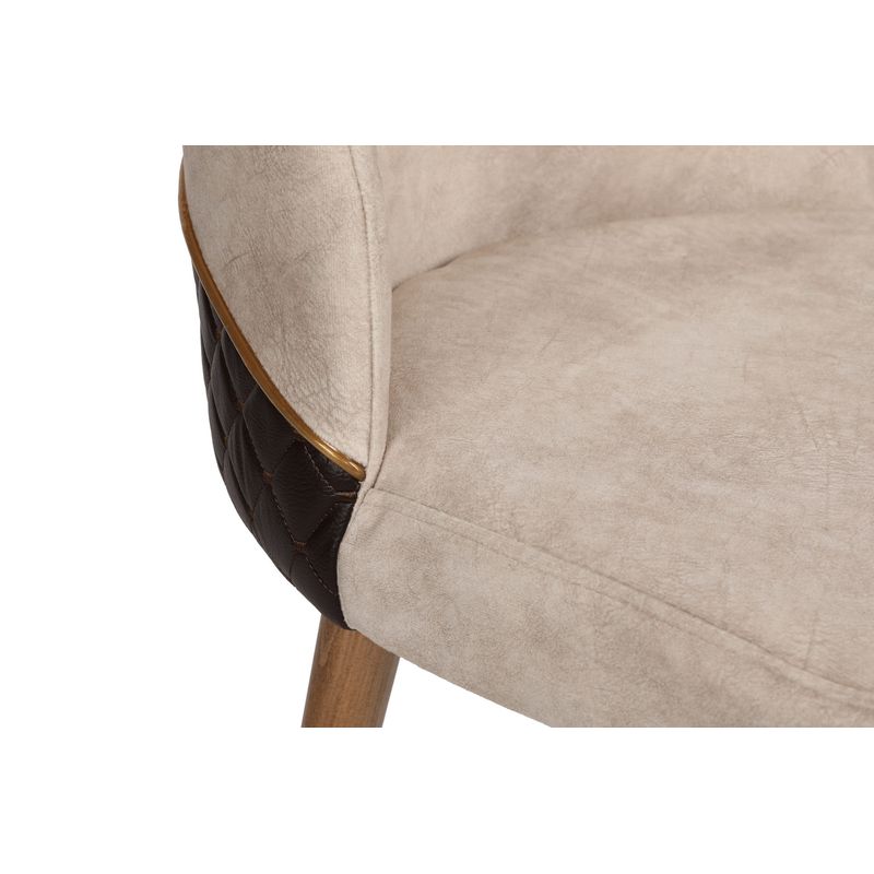 Casa si Gradina - Mobilier - Scaune si fotolii - Scaune - Set scaune, Hanah Home, catifea, crem si nuc, 50x49x90 cm, 974NMB1205 - Infinity.ro