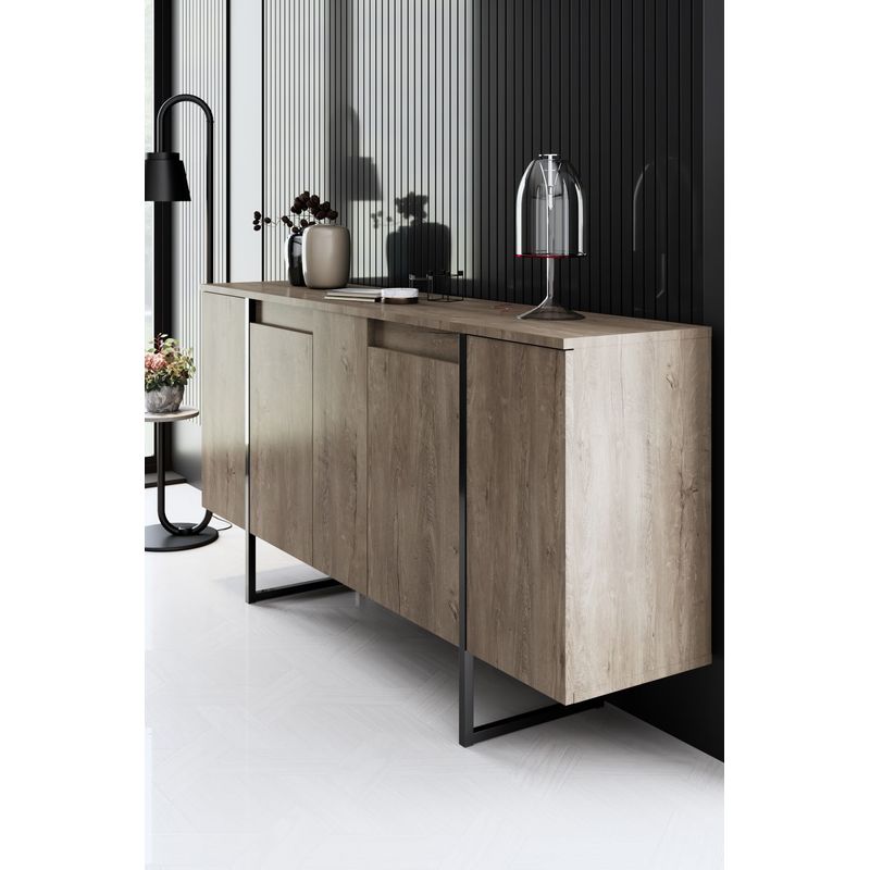 Casa si Gradina - Mobilier - Seturi de mobilier - Seturi living - Set mobilier living, Hanah Home, pal melaminat, nuc, negru - Infinity.ro