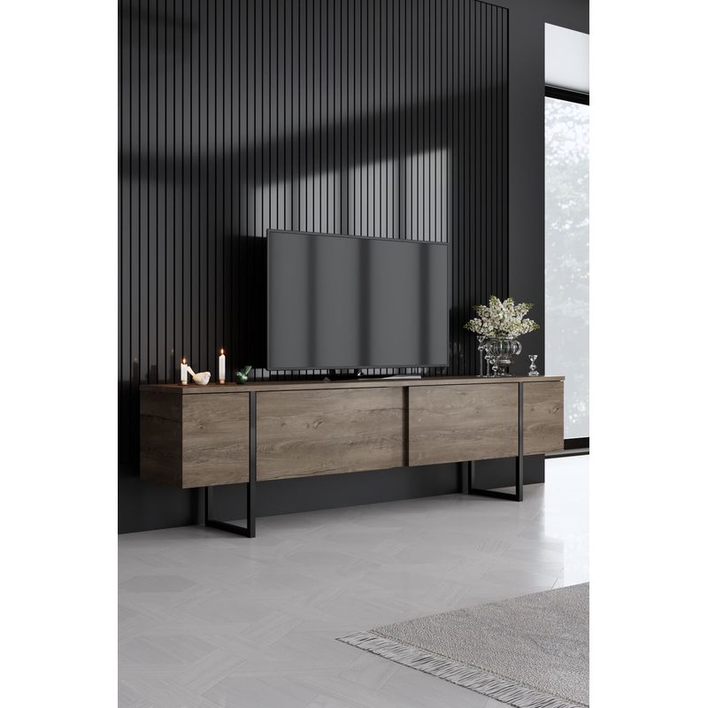 Casa si Gradina - Mobilier - Seturi de mobilier - Seturi living - Set mobilier living, Hanah Home, pal melaminat, nuc, negru - Infinity.ro