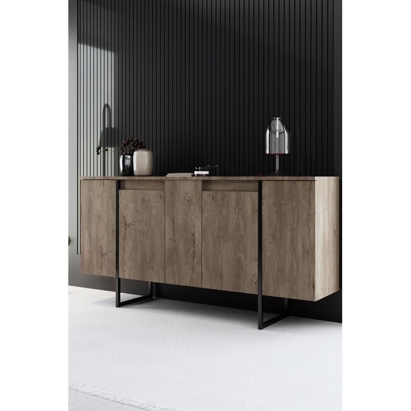 Casa si Gradina - Mobilier - Seturi de mobilier - Seturi living - Set mobilier living, Hanah Home, pal melaminat, nuc, negru - Infinity.ro
