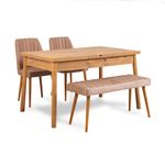 Casa si Gradina - Mobilier - Seturi de mobilier - Seturi mese si scaune - Set masa extensibila si scaune, Hanah Home, panou lemn melaminat, pin atlantic stone, 120x75x77 cm - Infinity.ro