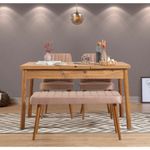Casa si Gradina - Mobilier - Seturi de mobilier - Seturi mese si scaune - Set masa extensibila si scaune, Hanah Home, panou lemn melaminat, pin atlantic stone, 120x75x77 cm - Infinity.ro