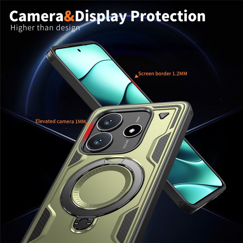 Laptop, Telefoane si Tablete - Telefoane mobile si accesorii - Accesorii Telefoane - Huse telefoane - Husa military armour cu inel metalic, ALC MOBILE, compatibila cu Xiaomi Redmi Note 14 4G, Verde - Infinity.ro