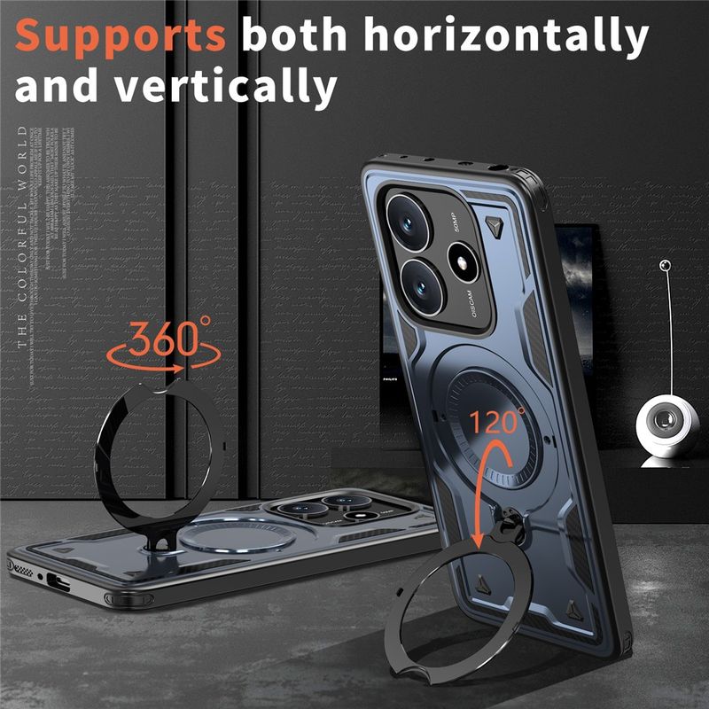 Laptop, Telefoane si Tablete - Telefoane mobile si accesorii - Accesorii Telefoane - Huse telefoane - Husa military armour cu inel metalic, ALC MOBILE, compatibila cu Xiaomi Redmi Note 14 4G, Albastru - Infinity.ro