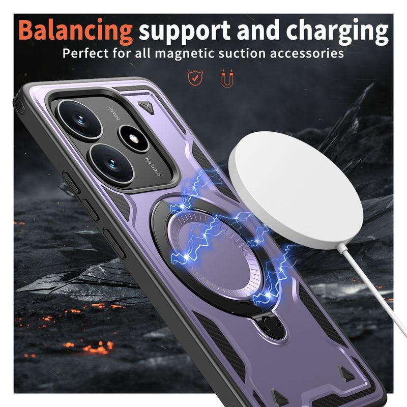Laptop, Telefoane si Tablete - Telefoane mobile si accesorii - Accesorii Telefoane - Huse telefoane - Husa military armour cu inel metalic, ALC MOBILE, compatibila cu Xiaomi Redmi Note 14 4G, Mov - Infinity.ro