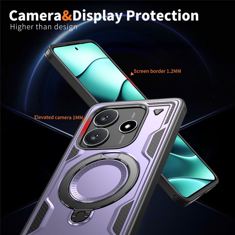 Laptop, Telefoane si Tablete - Telefoane mobile si accesorii - Accesorii Telefoane - Huse telefoane - Husa military armour cu inel metalic, ALC MOBILE, compatibila cu Xiaomi Redmi Note 14 4G, Mov - Infinity.ro