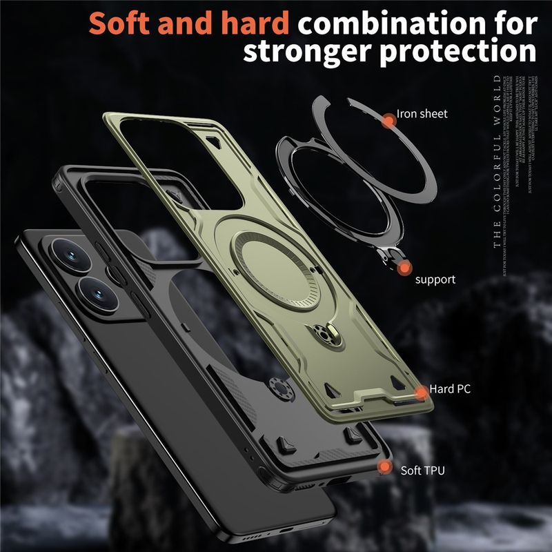 Laptop, Telefoane si Tablete - Telefoane mobile si accesorii - Accesorii Telefoane - Huse telefoane - Husa military armour cu inel metalic, ALC MOBILE, compatibila cu Xiaomi Redmi Note 14 5G, Verde - Infinity.ro