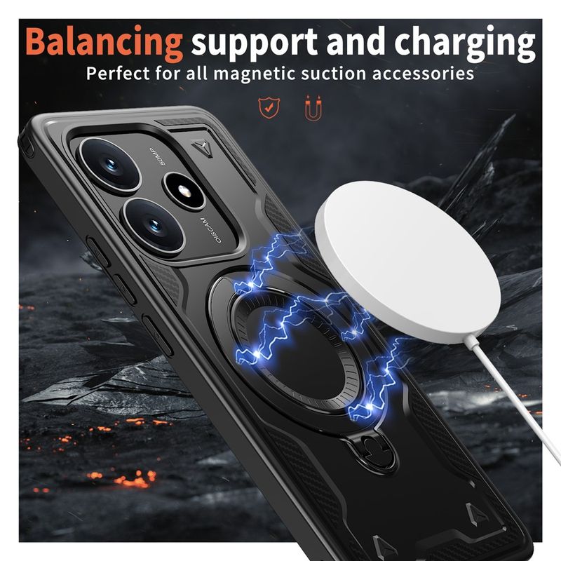 Laptop, Telefoane si Tablete - Telefoane mobile si accesorii - Accesorii Telefoane - Huse telefoane - Husa military armour cu inel metalic, ALC MOBILE, compatibila cu Xiaomi Redmi Note 14 5G, Negru - Infinity.ro
