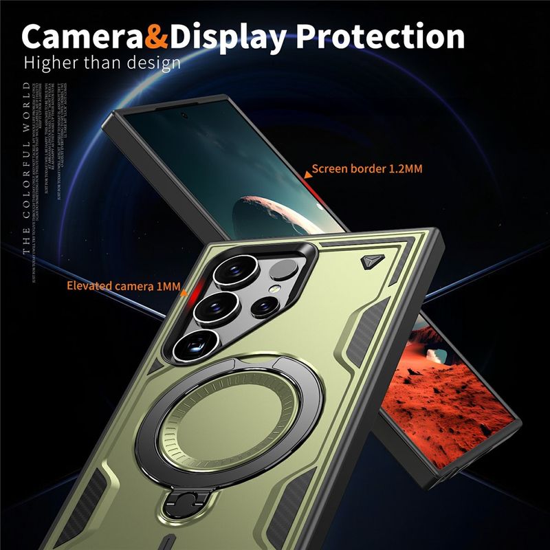 Laptop, Telefoane si Tablete - Telefoane mobile si accesorii - Accesorii Telefoane - Huse telefoane - Husa military armour cu inel metalic, ALC MOBILE, compatibila cu Samsung Galaxy S25 Ultra, Verde - Infinity.ro