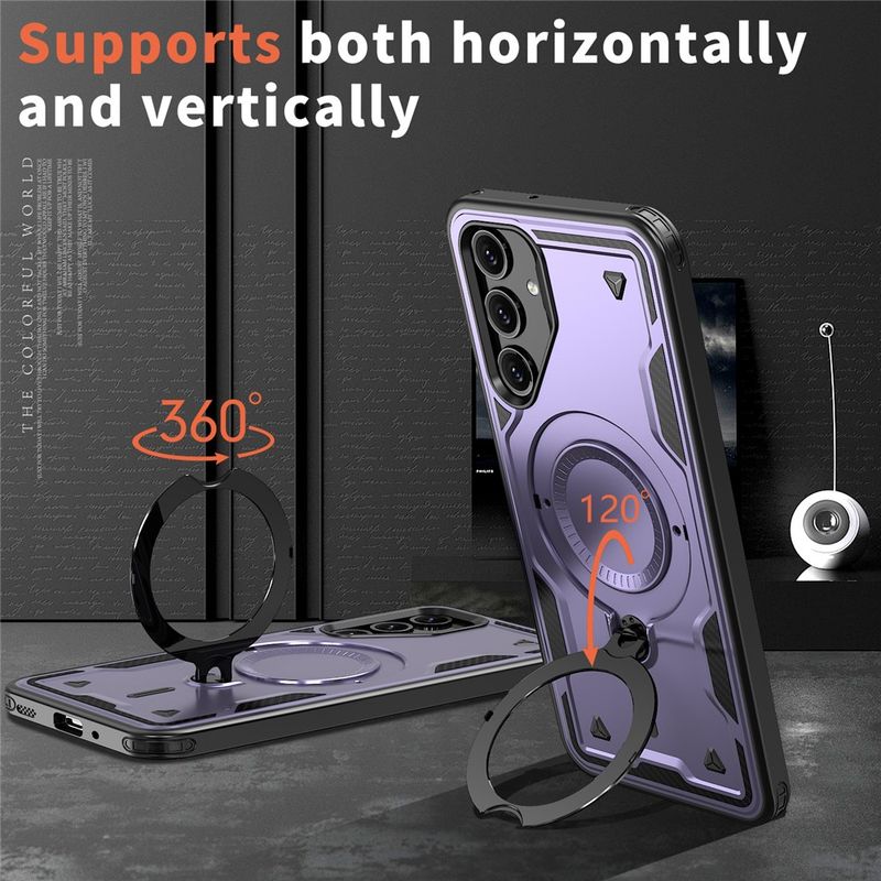 Laptop, Telefoane si Tablete - Telefoane mobile si accesorii - Accesorii Telefoane - Huse telefoane - Husa military armour cu inel metalic, ALC MOBILE, compatibila cu Samsung Galaxy S25, Mov - Infinity.ro