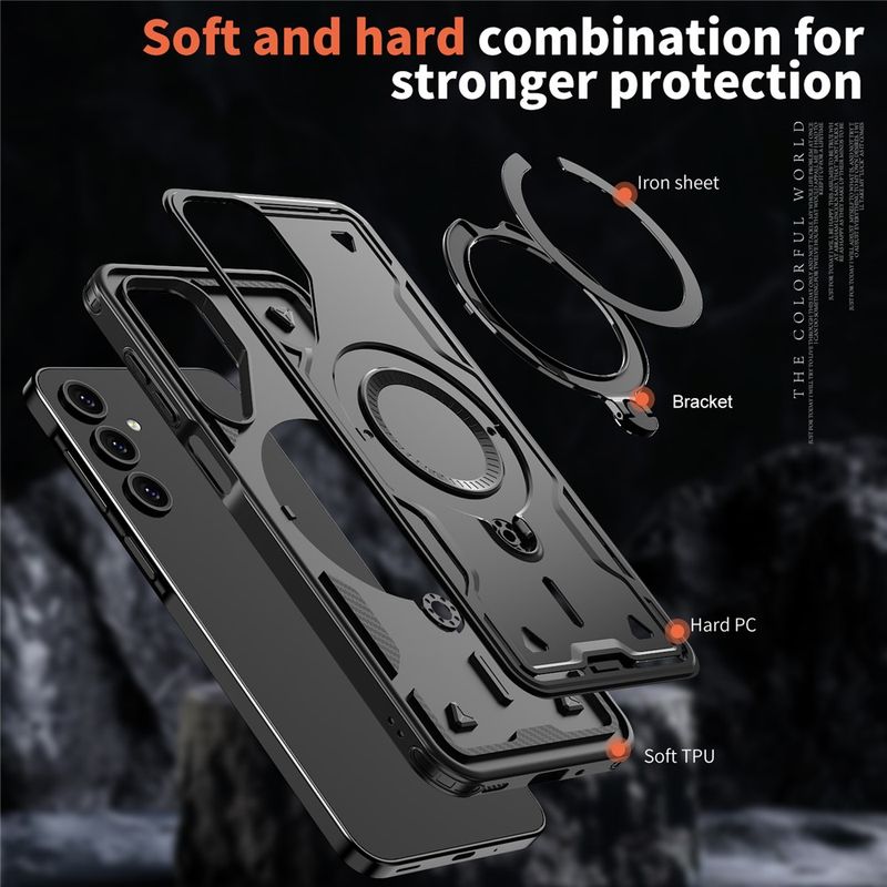 Laptop, Telefoane si Tablete - Telefoane mobile si accesorii - Accesorii Telefoane - Huse telefoane - Husa military armour cu inel metalic, ALC MOBILE, compatibila cu Samsung Galaxy S25, Negru - Infinity.ro