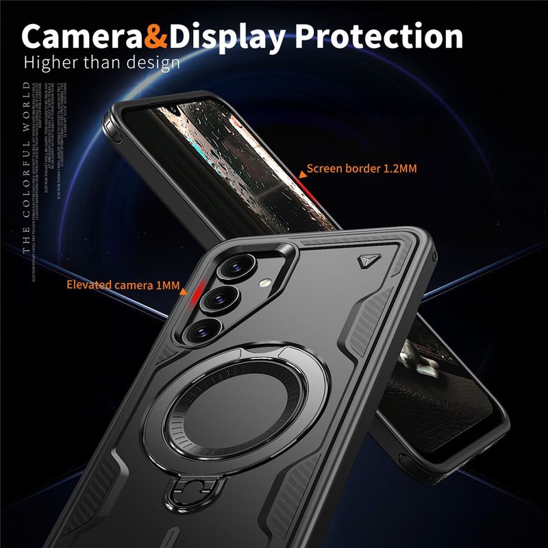 Laptop, Telefoane si Tablete - Telefoane mobile si accesorii - Accesorii Telefoane - Huse telefoane - Husa military armour cu inel metalic, ALC MOBILE, compatibila cu Samsung Galaxy S25, Negru - Infinity.ro