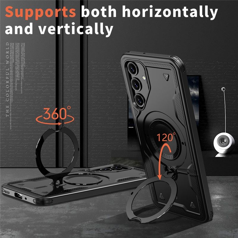 Laptop, Telefoane si Tablete - Telefoane mobile si accesorii - Accesorii Telefoane - Huse telefoane - Husa military armour cu inel metalic, ALC MOBILE, compatibila cu Samsung Galaxy S24 Fe, Negru - Infinity.ro