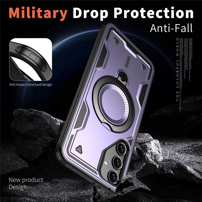Laptop, Telefoane si Tablete - Telefoane mobile si accesorii - Accesorii Telefoane - Huse telefoane - Husa military armour cu inel metalic, ALC MOBILE, compatibila cu Samsung Galaxy S24 Fe, Mov - Infinity.ro