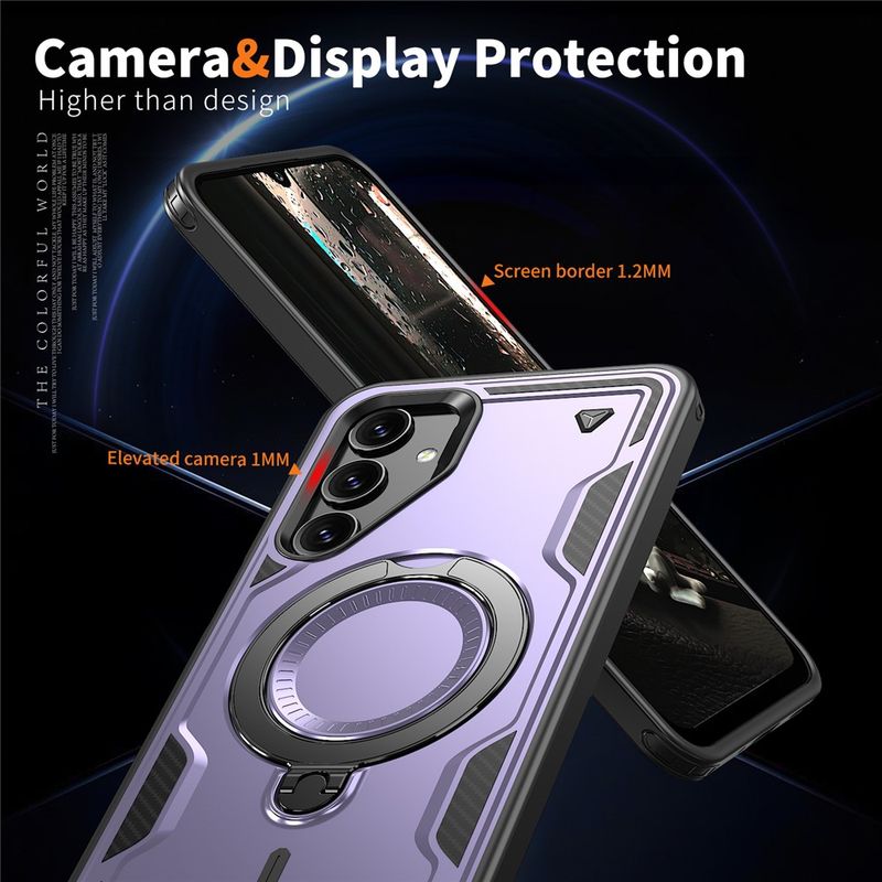 Laptop, Telefoane si Tablete - Telefoane mobile si accesorii - Accesorii Telefoane - Huse telefoane - Husa military armour cu inel metalic, ALC MOBILE, compatibila cu Samsung Galaxy S24 Fe, Mov - Infinity.ro