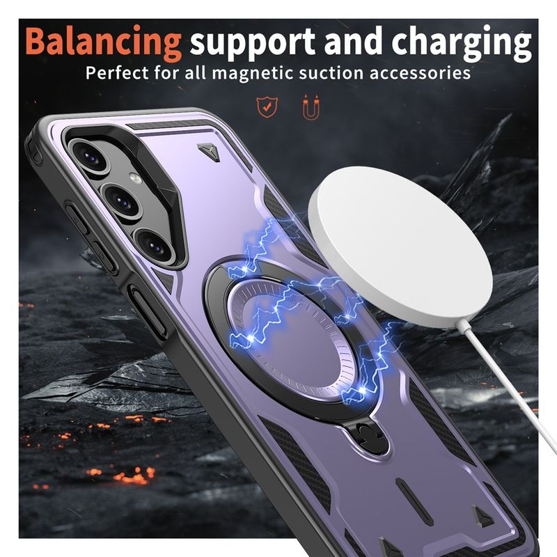 Laptop, Telefoane si Tablete - Telefoane mobile si accesorii - Accesorii Telefoane - Huse telefoane - Husa military armour cu inel metalic, ALC MOBILE, compatibila cu Samsung Galaxy S24 Fe, Mov - Infinity.ro