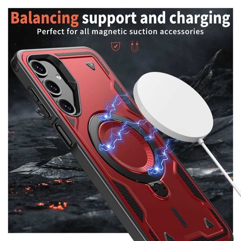 Laptop, Telefoane si Tablete - Telefoane mobile si accesorii - Accesorii Telefoane - Huse telefoane - Husa military armour cu inel metalic, ALC MOBILE, compatibila cu Samsung Galaxy A26, Rosu - Infinity.ro