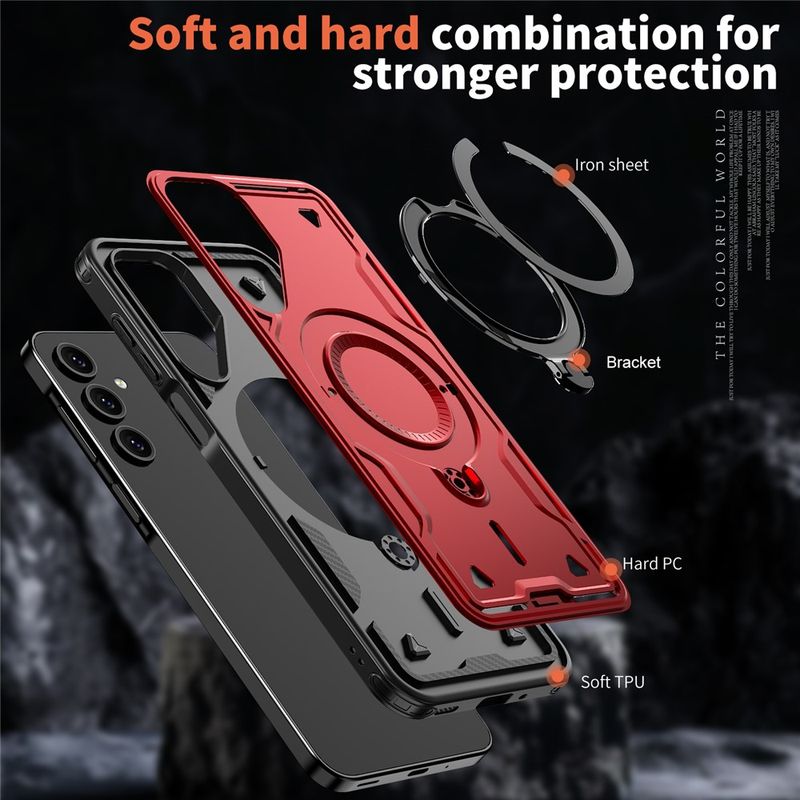 Laptop, Telefoane si Tablete - Telefoane mobile si accesorii - Accesorii Telefoane - Huse telefoane - Husa military armour cu inel metalic, ALC MOBILE, compatibila cu Samsung Galaxy A26, Rosu - Infinity.ro