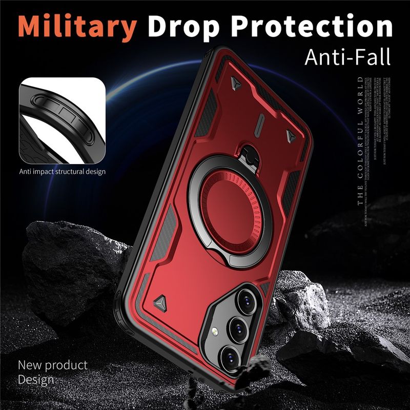 Laptop, Telefoane si Tablete - Telefoane mobile si accesorii - Accesorii Telefoane - Huse telefoane - Husa military armour cu inel metalic, ALC MOBILE, compatibila cu Samsung Galaxy A05s, Rosu - Infinity.ro